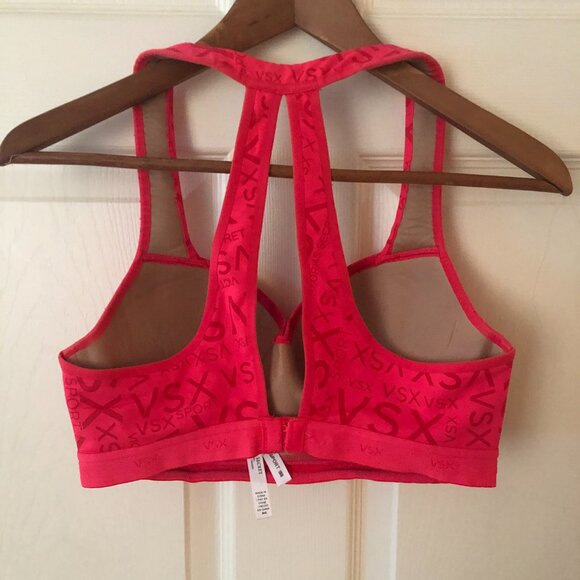 VSX SPORT Push Up Bra 34C Neon Pink Logo Monogram Activewear Gym Aesthetic - Picture 5 of 8